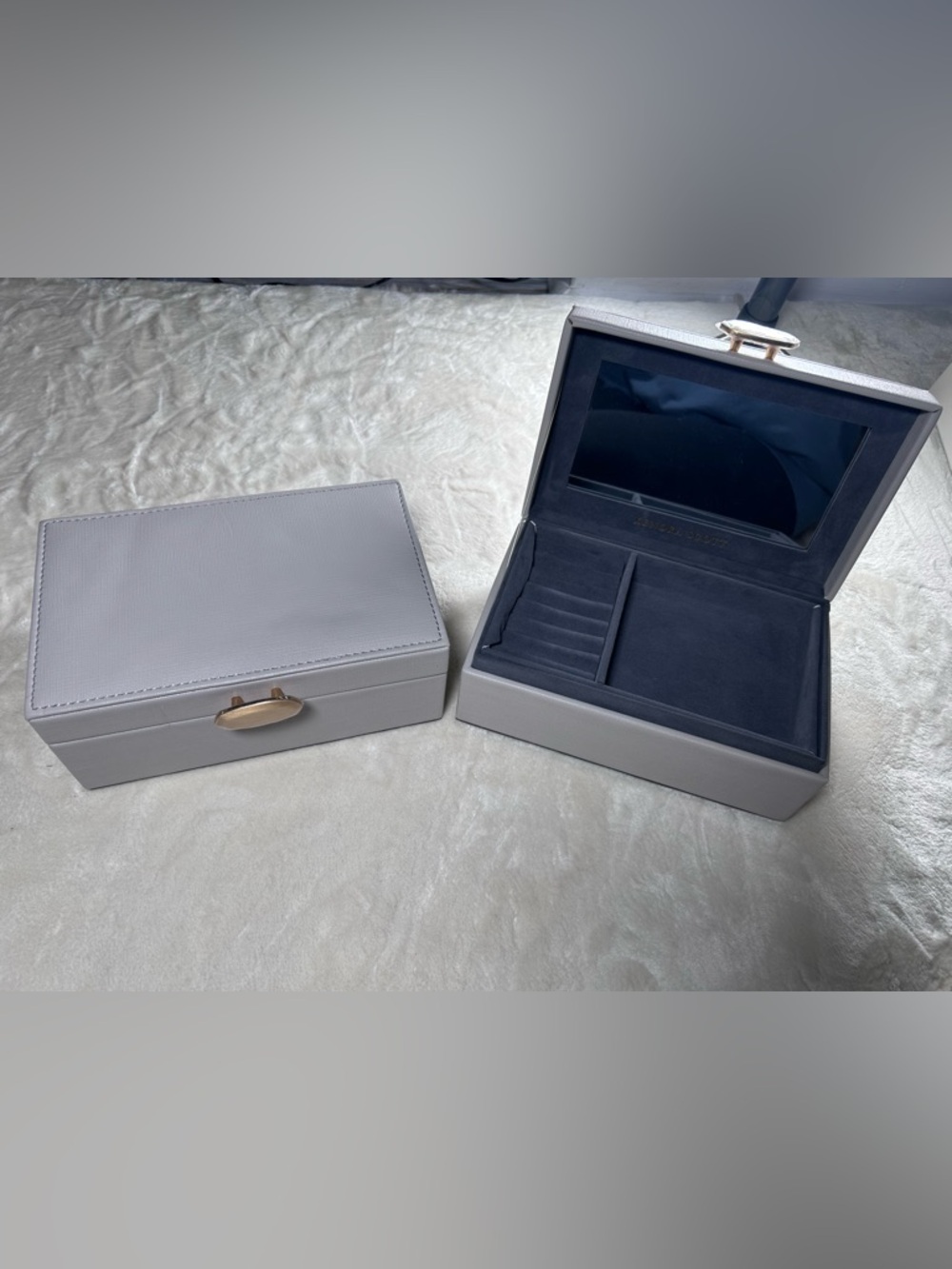 2 NEW Kendra Scott Gray Faux Leather Jewelry Boxes *with Defects*